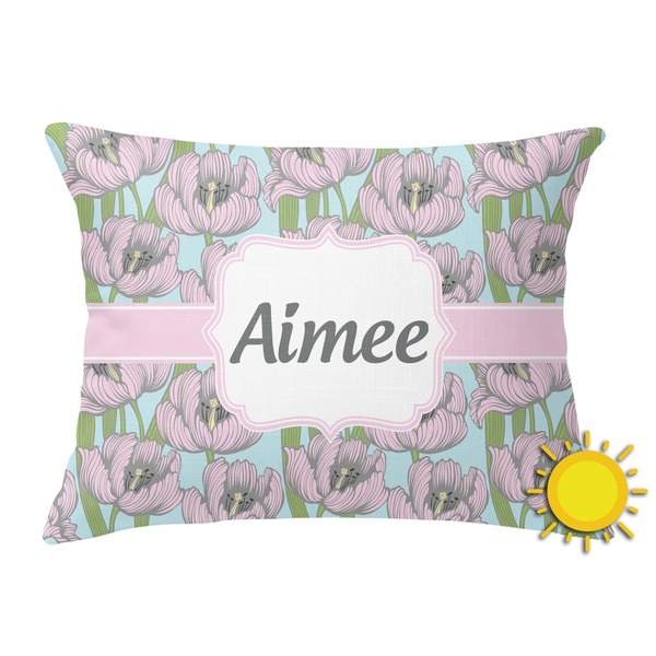 Custom Wild Tulips Outdoor Throw Pillow (Rectangular) (Personalized)