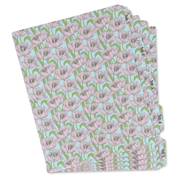 Custom Wild Tulips Binder Tab Divider Set (Personalized)