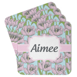 Wild Tulips Paper Coasters w/ Name or Text