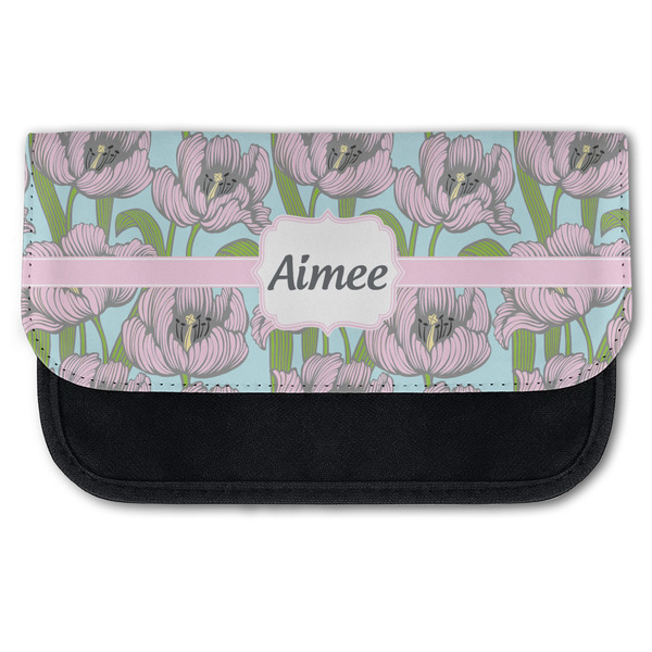 Custom Wild Tulips Canvas Pencil Case w/ Name or Text