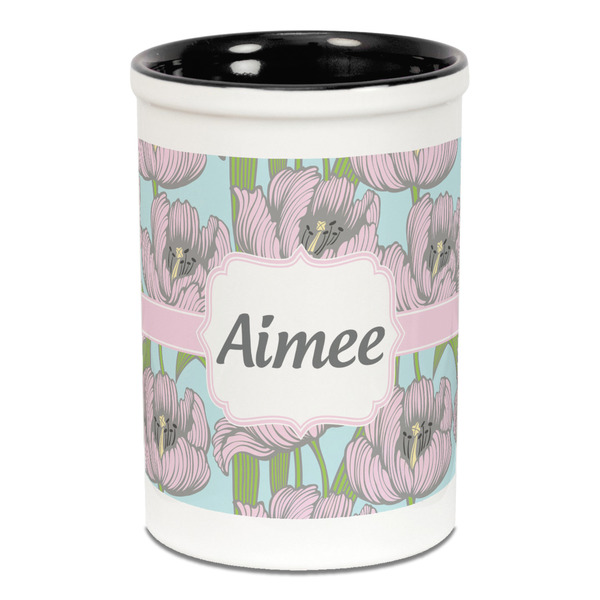 Wild Tulips Pencil Holder - Black