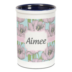 Wild Tulips Ceramic Pencil Holders - Blue
