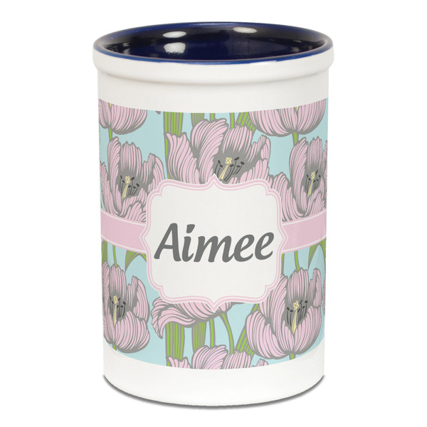 Wild Tulips Pencil Holder - Blue