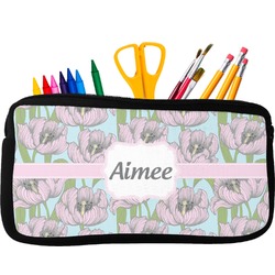 Wild Tulips Neoprene Pencil Case - Small w/ Name or Text