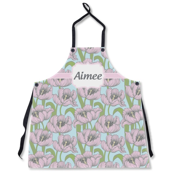 Custom Wild Tulips Apron Without Pockets w/ Name or Text