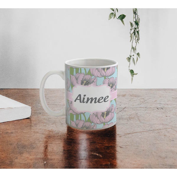 Wild Tulips Personalized Coffee Mug - Lifestyle