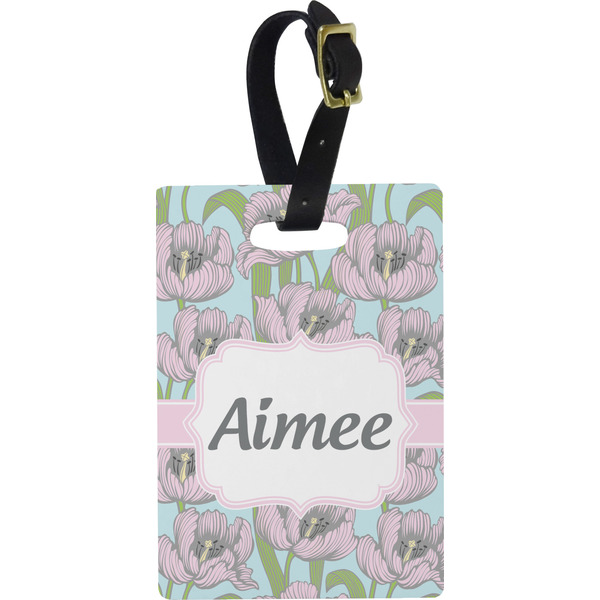 Custom Wild Tulips Plastic Luggage Tag - Rectangular w/ Name or Text