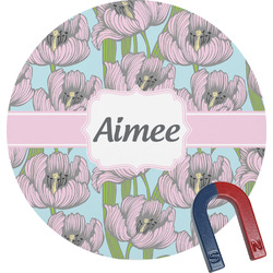 Wild Tulips Round Fridge Magnet (Personalized)
