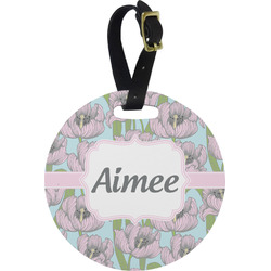 Wild Tulips Plastic Luggage Tag - Round (Personalized)