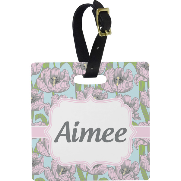 Wild Tulips Personalized Square Luggage Tag