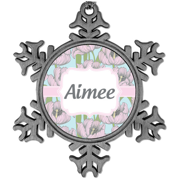 Custom Wild Tulips Vintage Snowflake Ornament (Personalized)