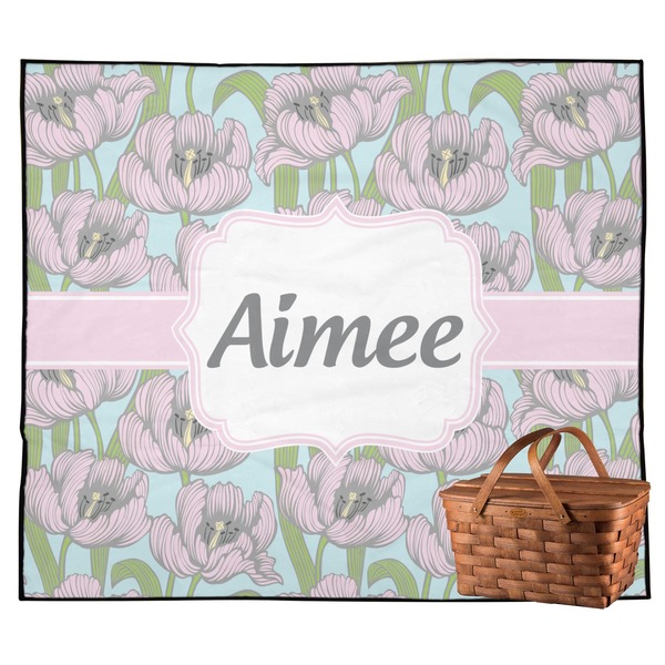 Custom Wild Tulips Outdoor Picnic Blanket (Personalized)