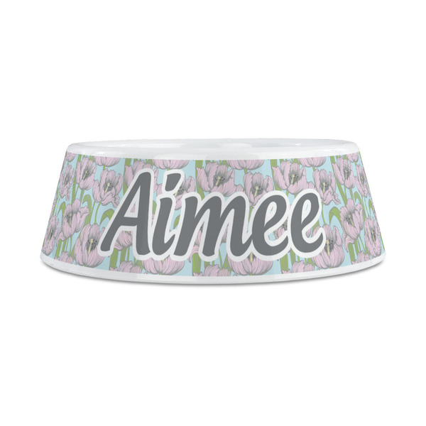 Wild Tulips Plastic Dog Bowls - Medium - FRONT