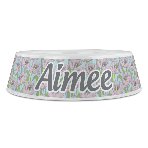 Wild Tulips Plastic Pet Bowls - Large - FRONT