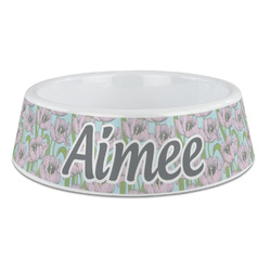 Wild Tulips Plastic Dog Bowl - Large (Personalized)