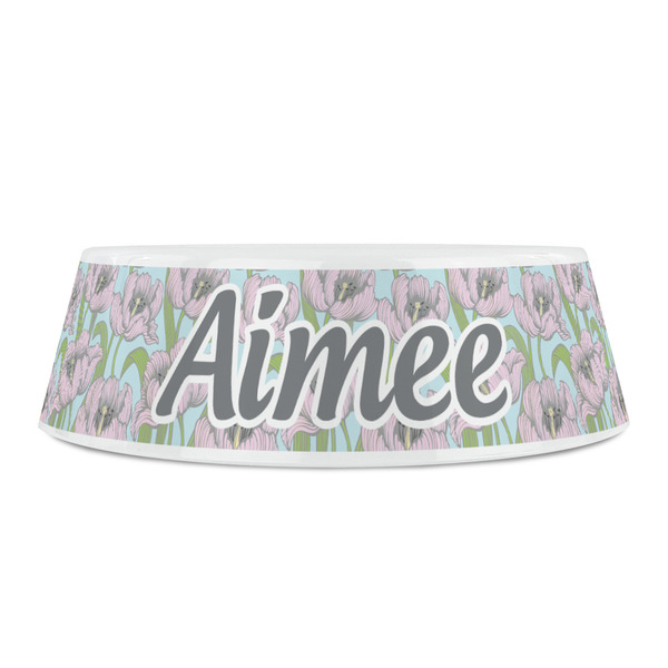 Wild Tulips Plastic Pet Bowls - Small - FRONT