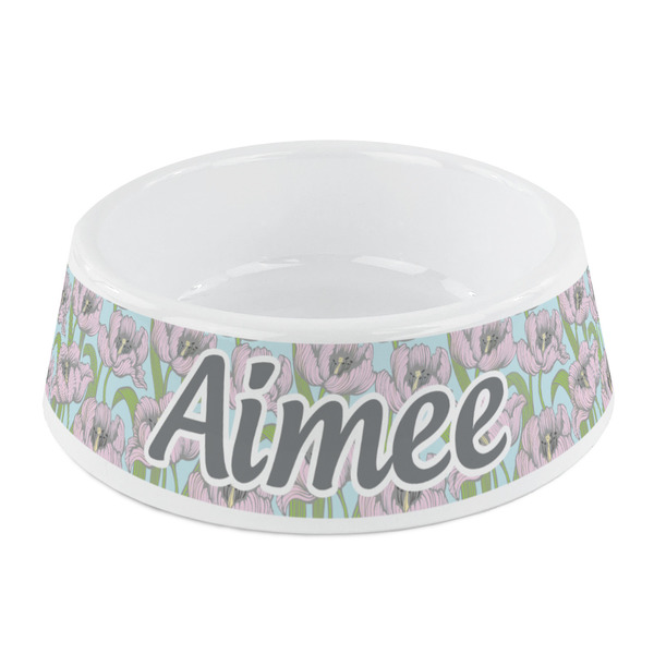 Custom Wild Tulips Plastic Dog Bowl - Small (Personalized)