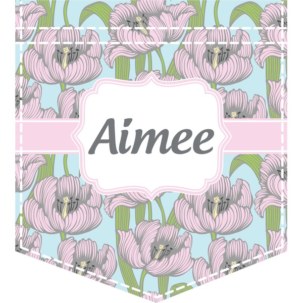 Custom Wild Tulips Iron On Faux Pocket (Personalized)