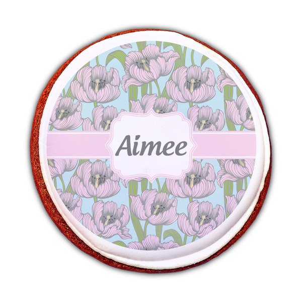 Wild Tulips Printed Icing Circle - Medium - On Cookie