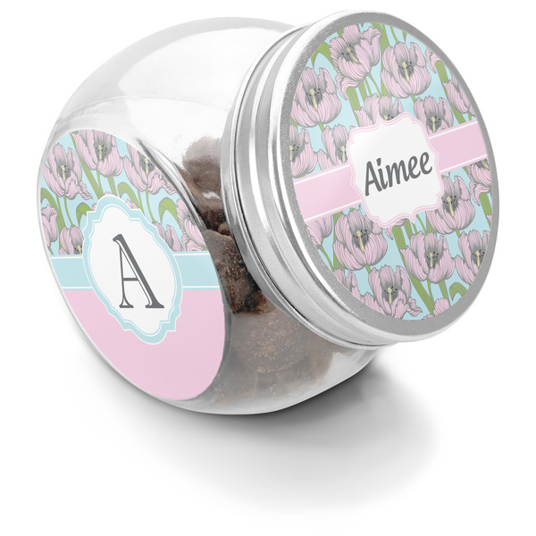 Custom Wild Tulips Puppy Treat Jar (Personalized)