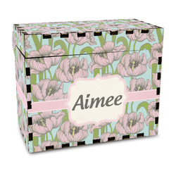 Wild Tulips Wood Recipe Box - Full Color Print (Personalized)