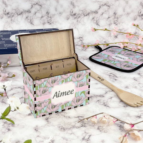 Wild Tulips Recipe Box - Full Color - In Context