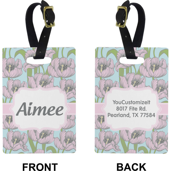 Wild Tulips Rectangle Luggage Tag (Front + Back)