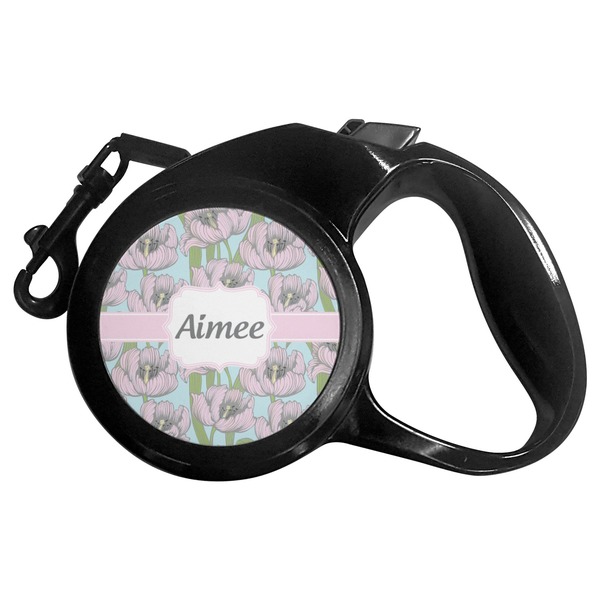 Custom Wild Tulips Retractable Dog Leash - Small (Personalized)