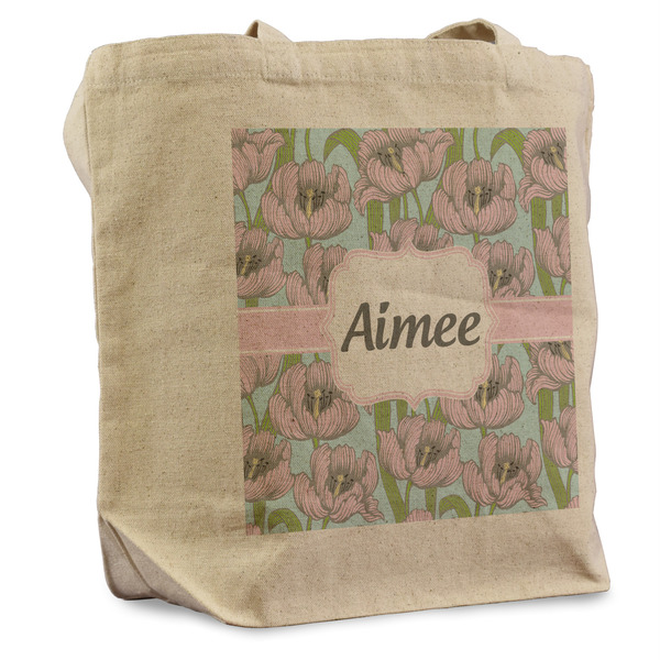 Custom Wild Tulips Reusable Cotton Grocery Bag - Single (Personalized)