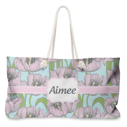 Wild Tulips Large Tote Bag with Rope Handles (Personalized)