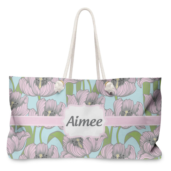 Custom Wild Tulips Large Tote Bag with Rope Handles (Personalized)