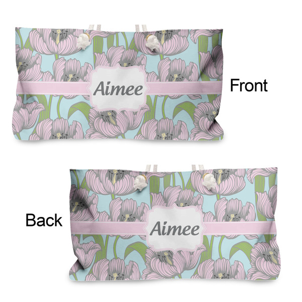 Wild Tulips Large Rope Tote - From & Back View