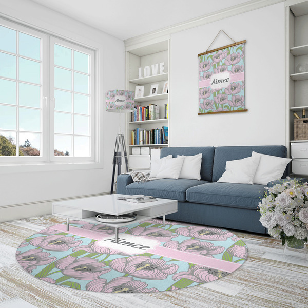 Wild Tulips Round Area Rug - IN CONTEXT