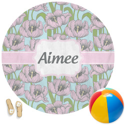 Wild Tulips Round Beach Towel (Personalized)