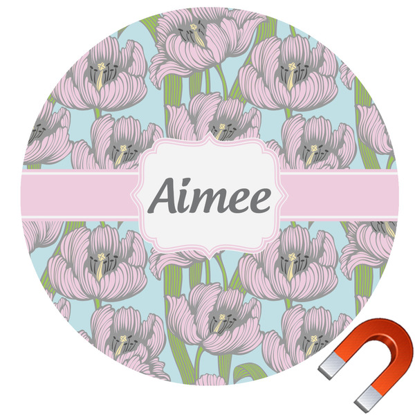 Custom Wild Tulips Round Car Magnet - 10" (Personalized)