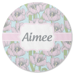 Wild Tulips Round Rubber Backed Coaster (Personalized)