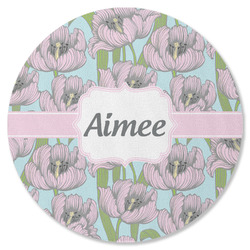 Wild Tulips Round Rubber Backed Coaster (Personalized)