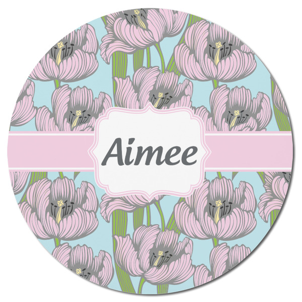 Wild Tulips Round Fridge Magnet - FRONT