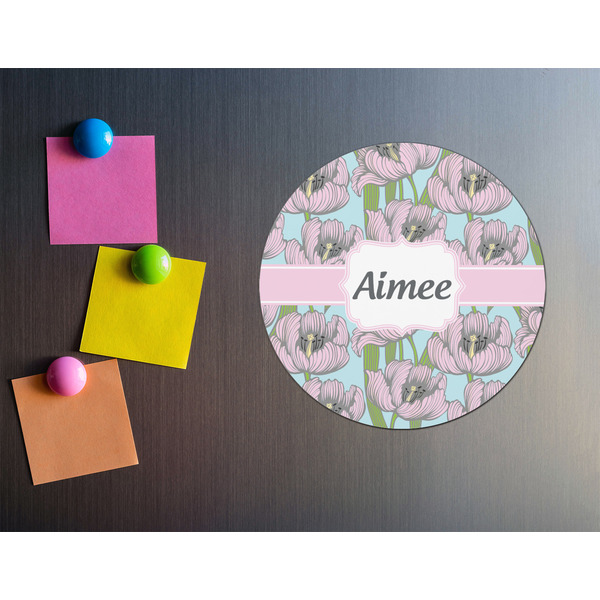 Wild Tulips Round Fridge Magnet - LIFESTYLE