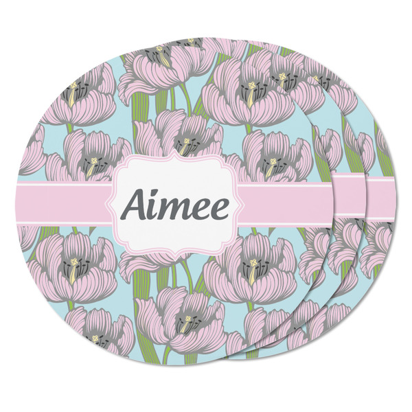 Wild Tulips Round Fridge Magnet - THREE