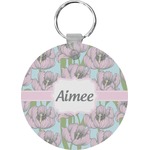 Wild Tulips Round Plastic Keychain (Personalized)