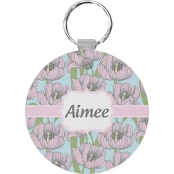Wild Tulips Round Plastic Keychain (Personalized)