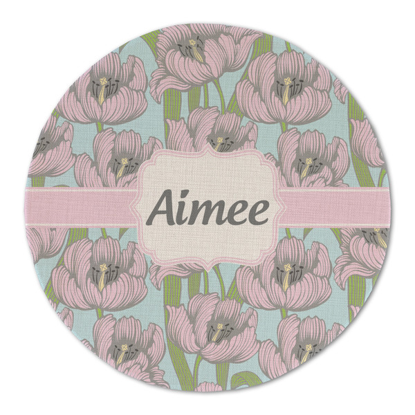 Custom Wild Tulips Round Linen Placemat (Personalized)