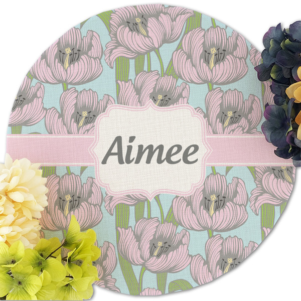 Wild Tulips Round Linen Placemats - Front (w flowers)