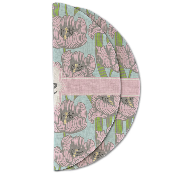 Wild Tulips Round Linen Placemats - HALF FOLDED (double sided)