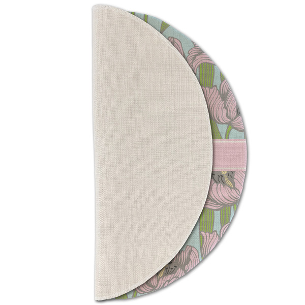 Wild Tulips Round Linen Placemats - HALF FOLDED (single sided)