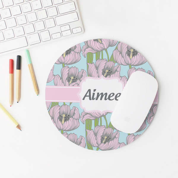 Wild Tulips Round Mousepad - LIFESTYLE 2