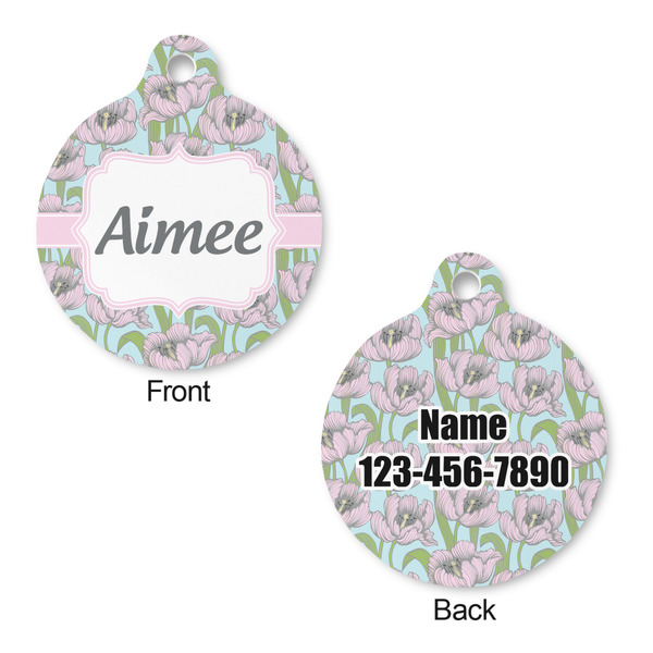 Wild Tulips Round Pet ID Tag - Large - Approval
