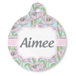 Wild Tulips Round Pet ID Tag - Large (Personalized)