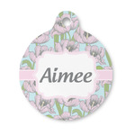 Wild Tulips Round Pet ID Tag - Small (Personalized)
